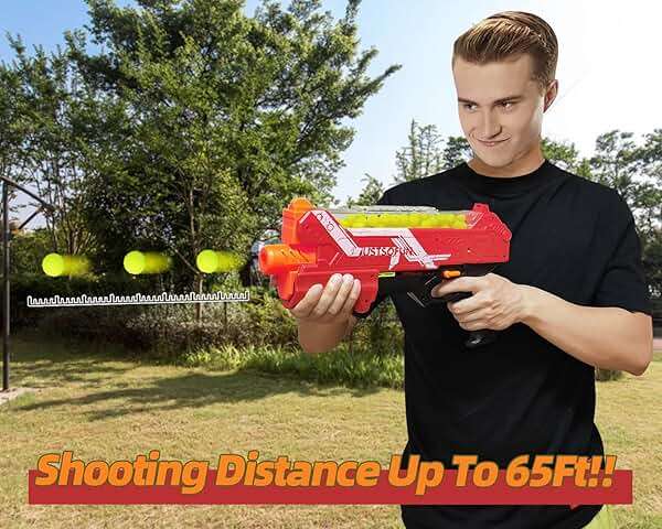 Blaster Gun with Protective Goggles and 100 Rounds for Up to 110 FPS Compatible with Nerf Hyper Rounds Darts, Easy Reload, Holds Up to 50 Rounds (RED) - Image 6