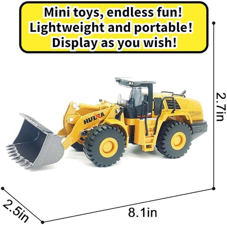 DDLONGDD Bulldozer Toys for Boys Heavy-Duty Metal Loader Vehicle Sand/Beach Toy with Functional Arm and Bucket,Realistic Perfect for Sandbox Indoor/Outdoor Play Die Cast Construction Model - Image 2