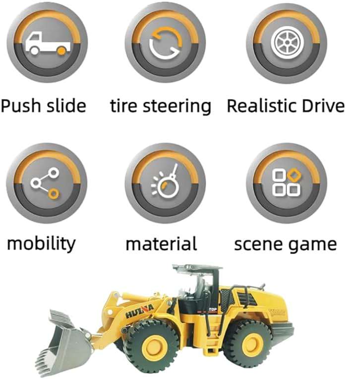 DDLONGDD Bulldozer Toys for Boys Heavy-Duty Metal Loader Vehicle Sand/Beach Toy with Functional Arm and Bucket,Realistic Perfect for Sandbox Indoor/Outdoor Play Die Cast Construction Model - Image 6