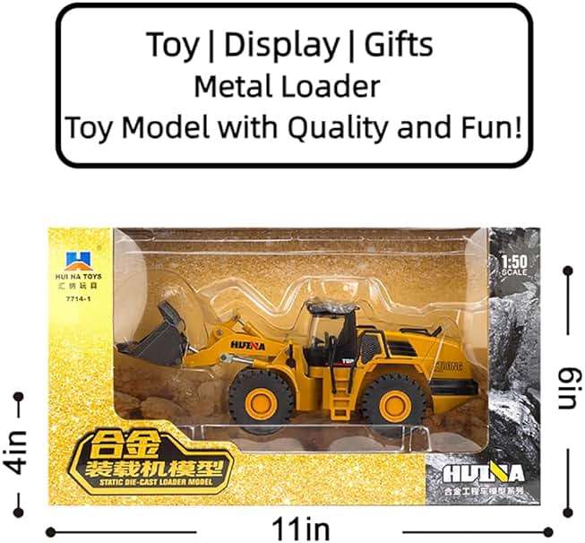 DDLONGDD Bulldozer Toys for Boys Heavy-Duty Metal Loader Vehicle Sand/Beach Toy with Functional Arm and Bucket,Realistic Perfect for Sandbox Indoor/Outdoor Play Die Cast Construction Model - Image 9