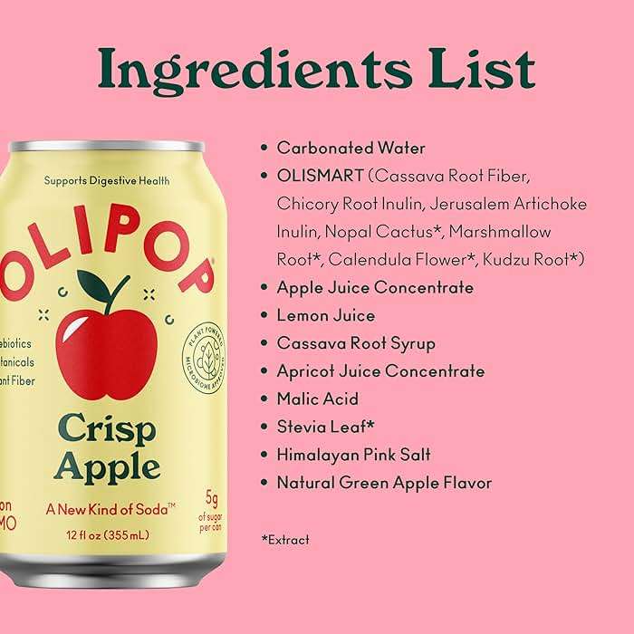 OLIPOP Prebiotic Soda Pop, Crisp Apple, A New Kind of Soda Packed with Prebiotics, Fiber, and Botanicals, Gluten Free, GMO Free, 12 Fl Oz - Image 6