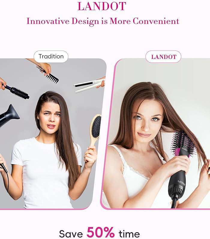 One-Step Hot Hair Blow Dryer Brush, Easy Salon-Style Blowouts, Less Frizz, More Shine, 3 Temps 2 Speeds, 60mm Barrel - Image 3