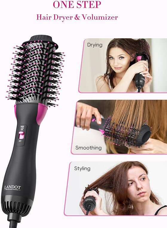 One-Step Hot Hair Blow Dryer Brush, Easy Salon-Style Blowouts, Less Frizz, More Shine, 3 Temps 2 Speeds, 60mm Barrel - Image 4