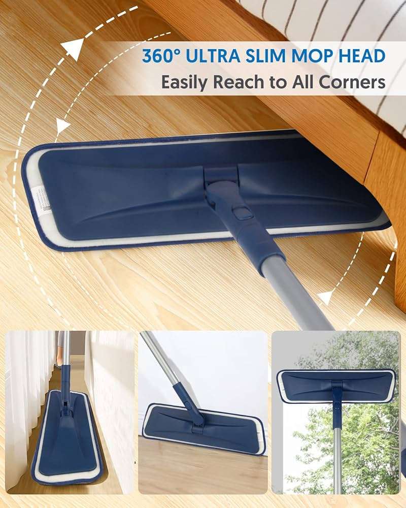 BPAWA Microfiber Mops for Floor Cleaning - Flat Floor Mop with 4 Washable Chenille Pads Dry Dust for Hardwood Laminate Wood Tile Vinyl Wall Hard Surfaces - 150cm Adjustable Long Handle - Image 5