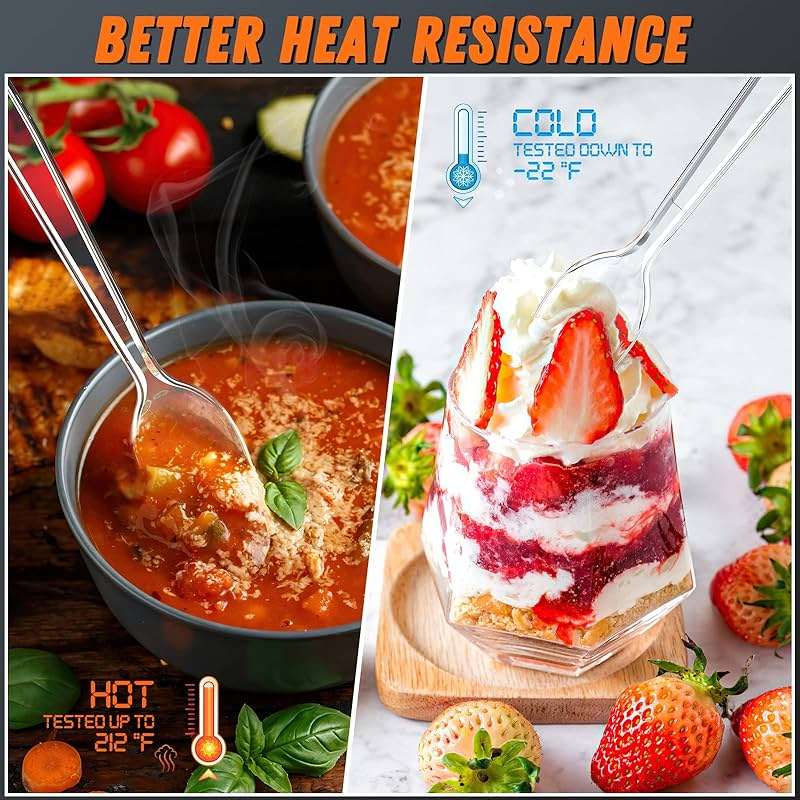 Dipoo 6.8" Clear Plastic Spoons Heavy Duty with Heat Resistant & BPA Free, Solid and Durable Plastic Cutlery, Premium Disposable Spoons for Party Supply(84 Count) - Image 3