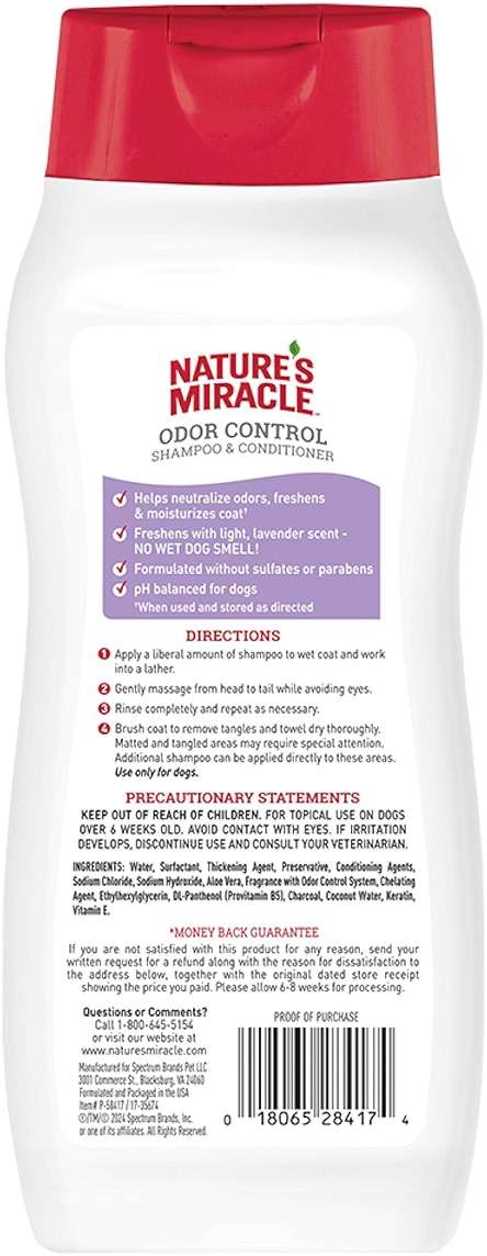 Nature's Miracle Nature’s Miracle Odor Control Shampoo & Conditioner, 16 Ounces, Lavender Scent - Image 2