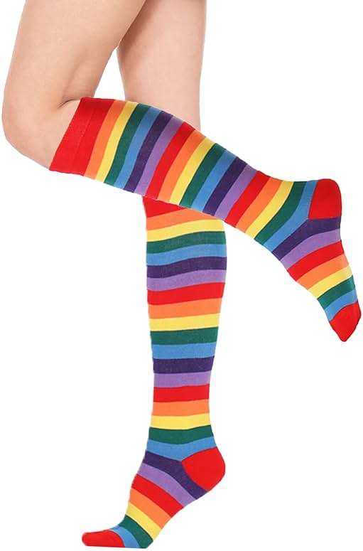 DOOVID Casual Knee High Socks for Women Tube Socks Elasticity Athletic Socks Thin Stripe Knee High Stockings - Image 2