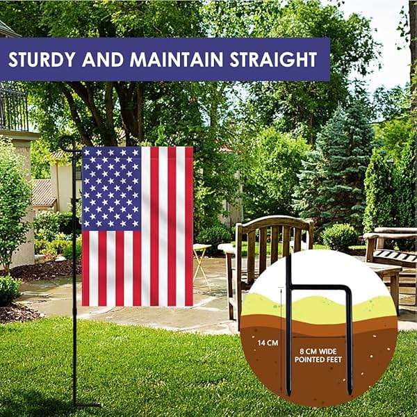 ESTTOP Garden Flag Stand, Thickened Pole Sturdy Straight Premium Metal Yard Flag Holder Weather-Proof Flagpole Seasonal Garden Flag, Christmas Garden Flag, Outdoor Decor Decoration - Image 3