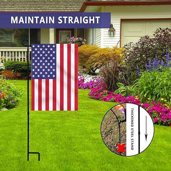ESTTOP Garden Flag Stand, Thickened Pole Sturdy Straight Premium Metal Yard Flag Holder Weather-Proof Flagpole Seasonal Garden Flag, Christmas Garden Flag, Outdoor Decor Decoration - Image 4