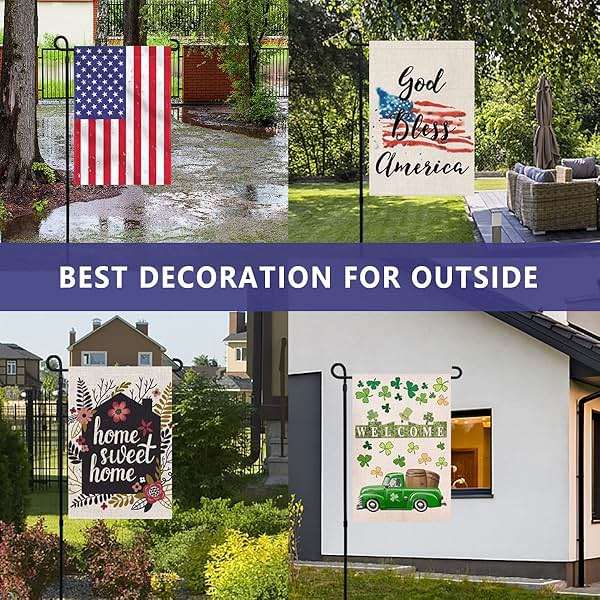 ESTTOP Garden Flag Stand, Thickened Pole Sturdy Straight Premium Metal Yard Flag Holder Weather-Proof Flagpole Seasonal Garden Flag, Christmas Garden Flag, Outdoor Decor Decoration - Image 7