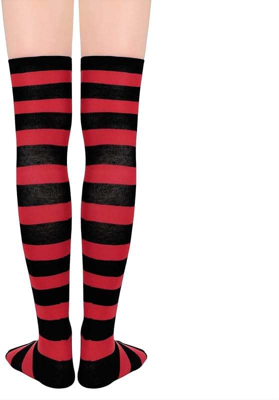 Zando Womens Thigh High Socks Striped High Knee Socks Knee High Socks for Cosplay Long Socks Over the Knee Leg Warmers - Image 2