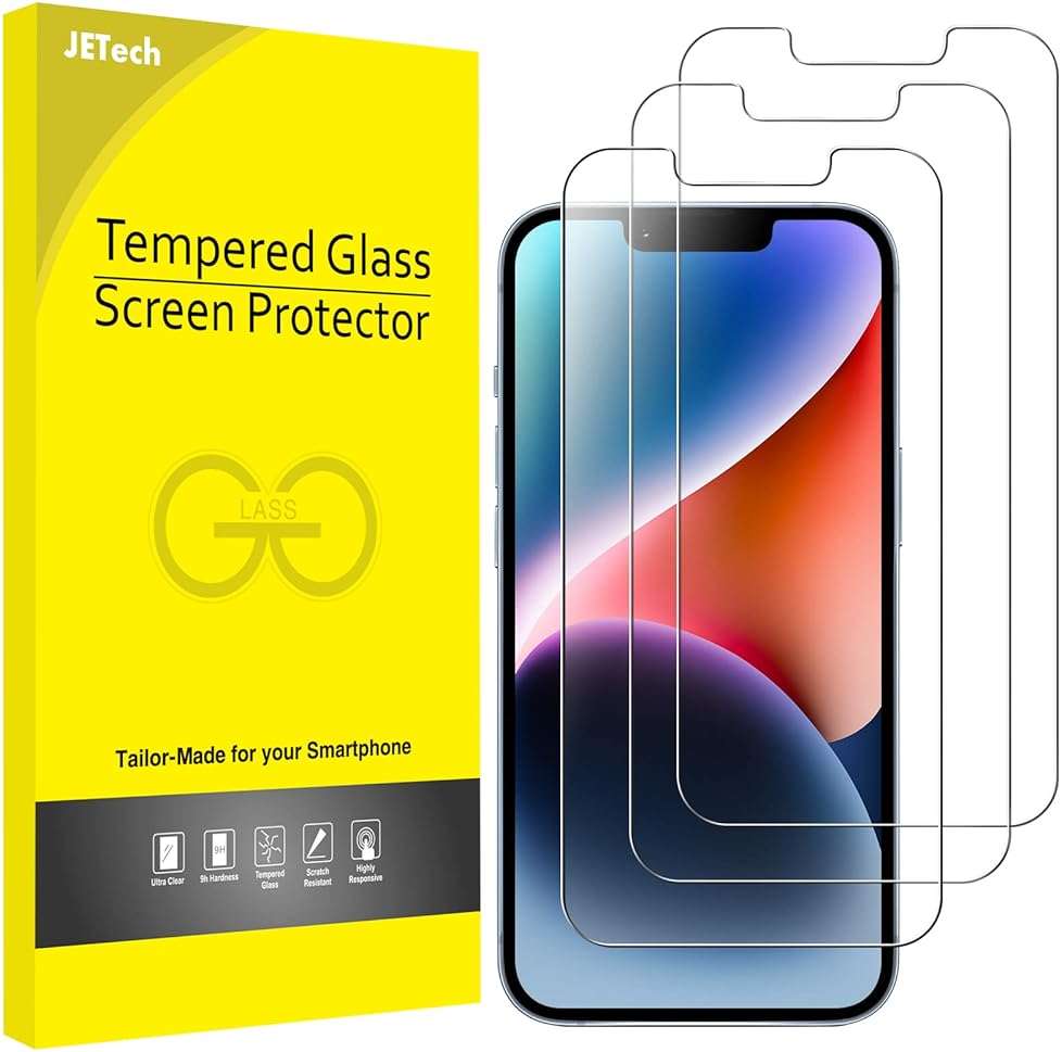 JETech Screen Protector for iPhone 17e (2026) / iPhone 16e / iPhone 14, Tempered Glass Film, 6.1-Inch Display, 3-Pack - Image 1