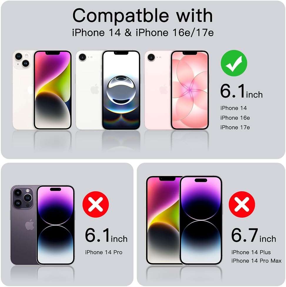 JETech Screen Protector for iPhone 17e (2026) / iPhone 16e / iPhone 14, Tempered Glass Film, 6.1-Inch Display, 3-Pack - Image 2