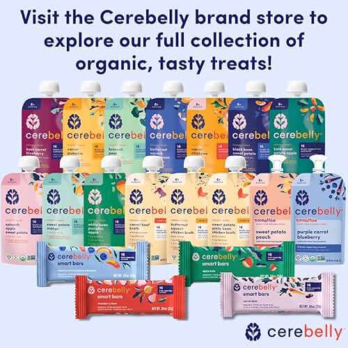 Cerebelly Organic Baby Food Pouches Variety Pack, Veggie & Fruit Purees, 16 Nutrients, No Added Sugar, Fiber & Non-GMO, 4oz, 8 Pack - Image 9