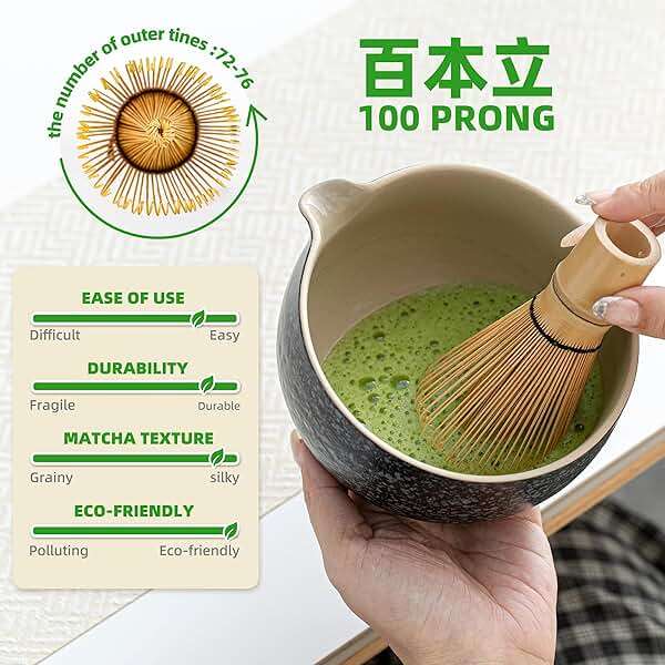 TEANAGOO Matcha Whisk Set Black,7 Pcs Matcha Set,Matcha Kit for Ceremony,Tradition Tea Set for Making Breakfast/Latte,Matcha Whisk Set with Bowl(Chawan)/Whisk and Holder,Gift for Family/Friend - Image 5