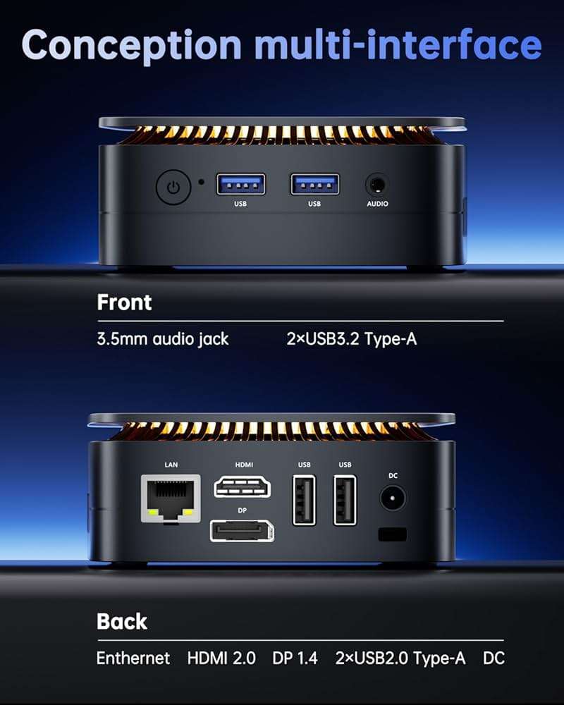 KAMRUI Pinova P1 Mini PC, AMD Ryzen 4300U Mini Computers (Beats N150/3500U, up to 3.7GHz), 16GB RAM 1TB M.2 SSD Micro Desktop PC Support Triple 4K Display| Dual WiFi | BT| Ethernet for Business Home - Image 7