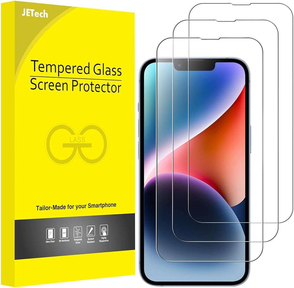 JETech Full Coverage Screen Protector for iPhone 17e (2026) / iPhone 16e / iPhone 14, 9H Tempered Glass Film Case-Friendly, HD Clear, 6.1-Inch Display, 3-Pack - Image 1
