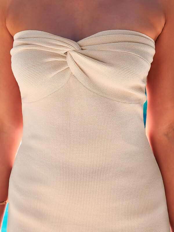 LILLUSORY Knitted Dresses Twisted Front Bodycon Dress with Back Slit - Image 5