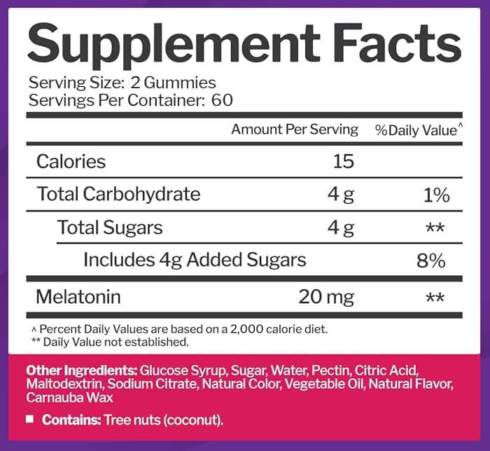 Melatonin 20mg Gummies (120 Count) - Maximum Strength Sleep Support for Adults with 10mg of Melatonin Per Gummy - Gluten-Free, Vegetarian, Great Tasting Mixed Berry Flavor - 60 Servings - Image 5