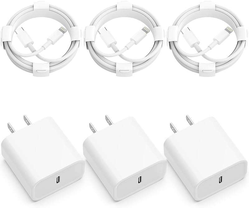 iPhone Charger Fast Charging【MFi Certified】3 Pack 20W PD USB C Wall Charger 6FT Cable Fasting Charging Adapter Compatible with iPhone 14Pro/13 Pro/12/12 Pro Max/11 Pro Max/XS Max/XS/XR/X/8 - Image 1