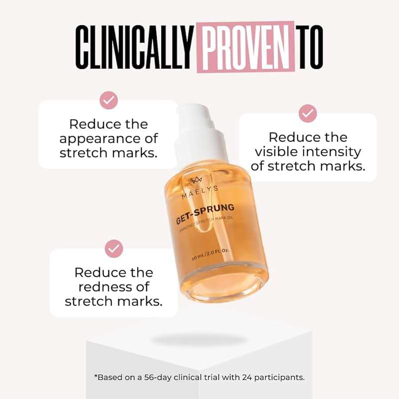 MAËLYS GET-SPRUNG Stretch Mark Body Oil - Skincare Formulated with Bisabolol & Sweet White Lupine - Helps Improve the Look of Stretch Marks & Skin Tone - Pregnancy & Postpartum Body Oil (2 Fl Oz) - Image 3
