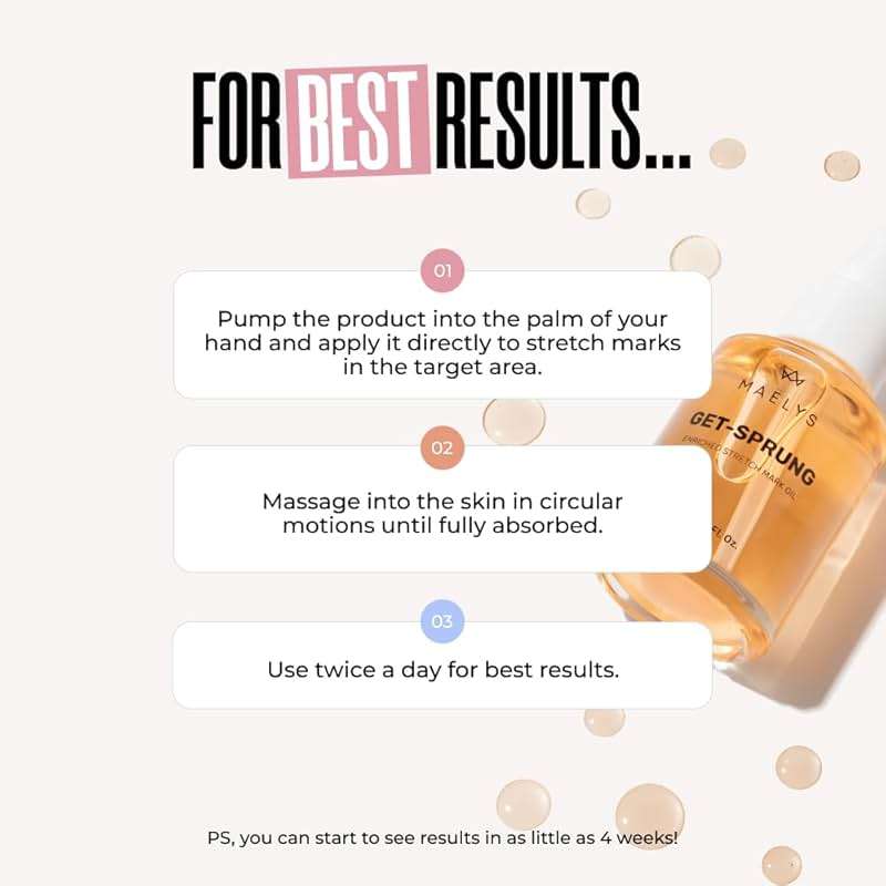 MAËLYS GET-SPRUNG Stretch Mark Body Oil - Skincare Formulated with Bisabolol & Sweet White Lupine - Helps Improve the Look of Stretch Marks & Skin Tone - Pregnancy & Postpartum Body Oil (2 Fl Oz) - Image 5
