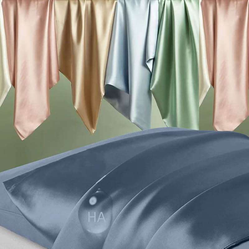 Silk Pillowcase for Hair and Skin, Mulberry Silk Pillow Cases Standard Size, Anti Acne Cooling Sleep Both Sides Natural Silk Satin Pillow Covers with Hidden Zipper, Gifts for Women Men, Ash Blue - Image 2