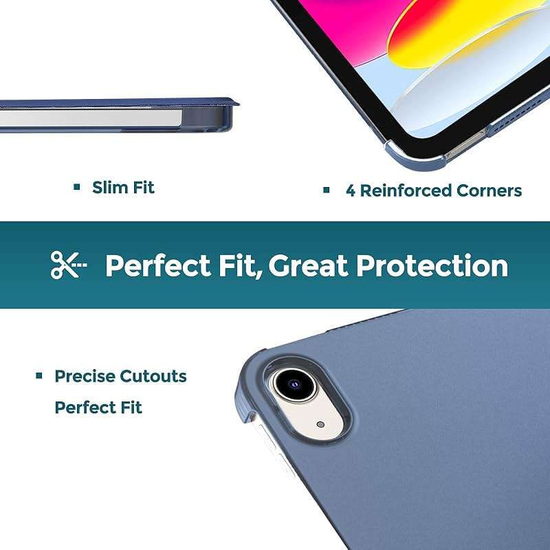 ProCase for iPad (A16) 11th Generation 11 Inch 2025/ iPad 10th Generation 10.9 Inch 2022 Case, Slim Smart Cover with Translucent Hard Shell Back, Supports Touch ID, Auto Wake/Sleep -Navy | A16 - Image 6
