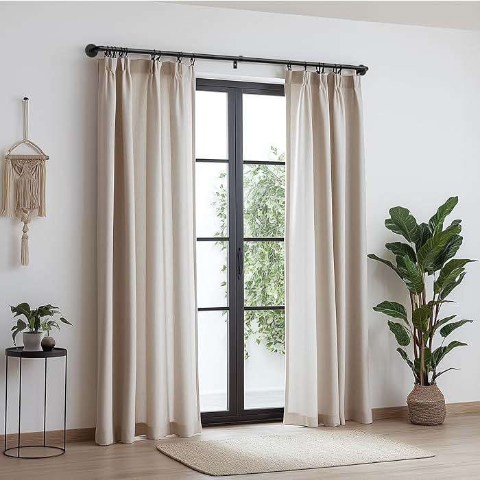 Zeerobee Curtain Rods for Windows 48 to 84, 1 Inch Industrial Wrap Around Black Curtain Rod, Indoor/Outdoor Room Divider Adjustable Drapery Pole, 48"-86" - Image 2