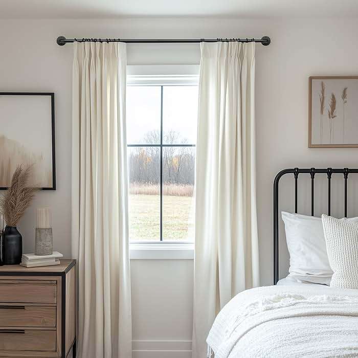 Zeerobee Curtain Rods for Windows 48 to 84, 1 Inch Industrial Wrap Around Black Curtain Rod, Indoor/Outdoor Room Divider Adjustable Drapery Pole, 48"-86" - Image 9