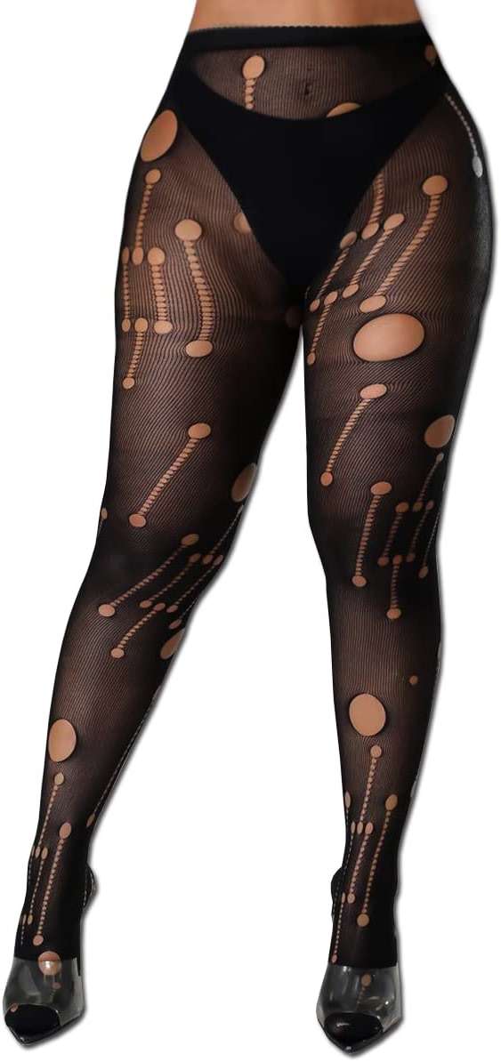 XIUSEMY Women Sexy Tights Fishnet Stockings Patterned Leggings Thigh-High Black Socks Lace Pantyhose - Image 1