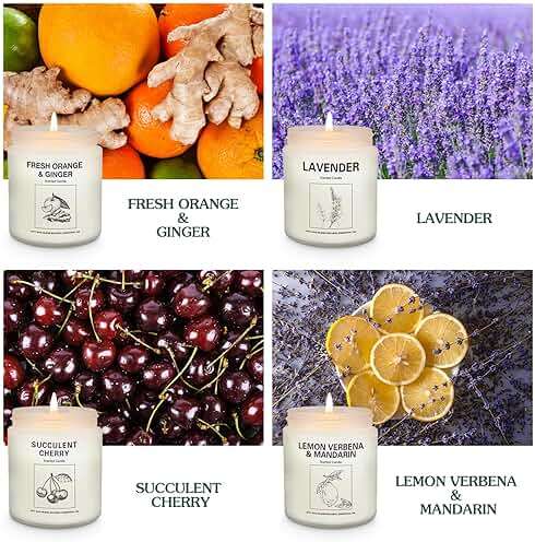 Soy Wax Scented Candle Gift Set, 4 Pack Lavender, Orange & Lemon Scents, Long Lasting Aromatherapy Candles for Home, Relaxing Gifts for Women, Perfect for Holiday, Thanksgiving & Christmas - Image 3