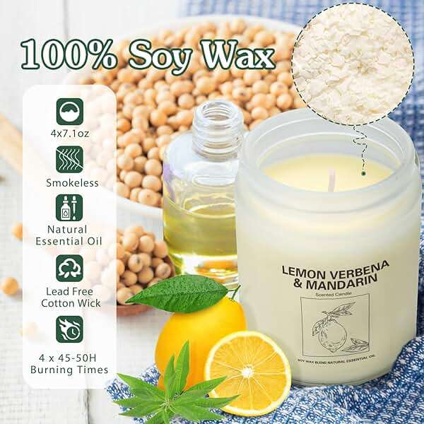 Soy Wax Scented Candle Gift Set, 4 Pack Lavender, Orange & Lemon Scents, Long Lasting Aromatherapy Candles for Home, Relaxing Gifts for Women, Perfect for Holiday, Thanksgiving & Christmas - Image 4
