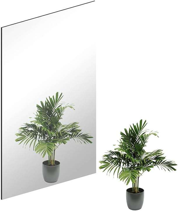 QEEYON 16 x 12'' Glass Wall Mirror Tile Self Adhesive Frameless High Clear Mirror Sheet Wall Decor for Bedroom, Living Room, Bathroom, Home Gym, Hallway, Door etc (1pcs) - Image 1
