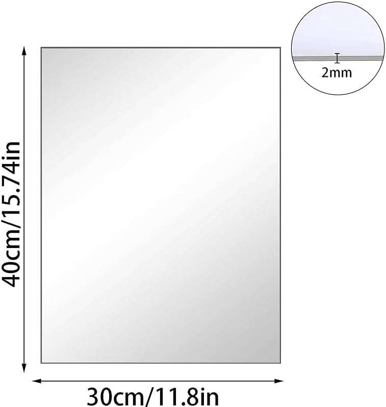 QEEYON 16 x 12'' Glass Wall Mirror Tile Self Adhesive Frameless High Clear Mirror Sheet Wall Decor for Bedroom, Living Room, Bathroom, Home Gym, Hallway, Door etc (1pcs) - Image 3
