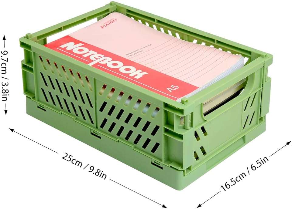 Xhwykzz 4 Pack Pastel Crates for Storage, Plastic Folding Basket, Colorful Small Storage Containers for Bedroom Office Classroom Bathroom Desktop Drawer Organizer Decor (9.8x6.5x3.8inch) - Image 2