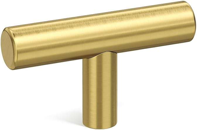 Goldenwarm 40 Pack Gold Knobs for Dresser Kitchen Cabinet Knobs Brushed Brass Drawer Pulls Furniture Door Handles - LS201GD Single Hole Cabinet Handles Brushed Gold T Bar Hardware Stainless Steel - Image 1