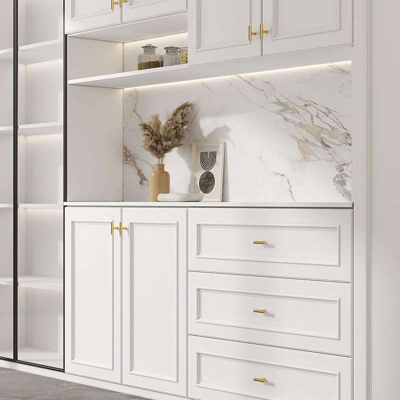 Goldenwarm 40 Pack Gold Knobs for Dresser Kitchen Cabinet Knobs Brushed Brass Drawer Pulls Furniture Door Handles - LS201GD Single Hole Cabinet Handles Brushed Gold T Bar Hardware Stainless Steel - Image 2