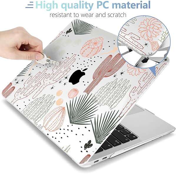 MEEgoodo for MacBook Air 13 inch Case 2021 2020 2019 2018 Released A2337 M1 A2179 A1932 with Touch ID, Plastic Hard Shell & Keyboard Cover Compatible with MacBook Air 13.3, Cacti - Image 3