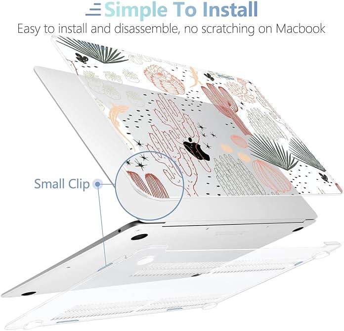 MEEgoodo for MacBook Air 13 inch Case 2021 2020 2019 2018 Released A2337 M1 A2179 A1932 with Touch ID, Plastic Hard Shell & Keyboard Cover Compatible with MacBook Air 13.3, Cacti - Image 4