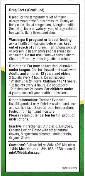 MediNatura ClearLife Outdoor & Indoor Allergy Support - Extra Strength - Long-Lasting - Daily-Use - Non-Drowsy - Travel-Friendly - 60 Count - Image 7