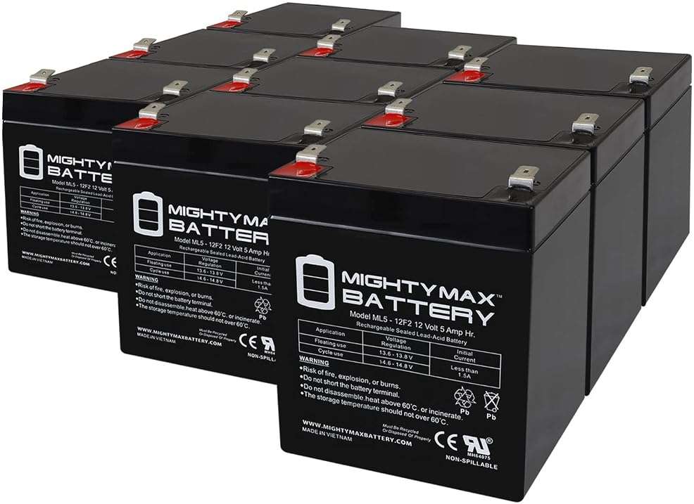 Mighty Max Battery 12V 5Ah F2 SLA Replacement Battery for Razor Junior Electric - 9 Pack - Image 1