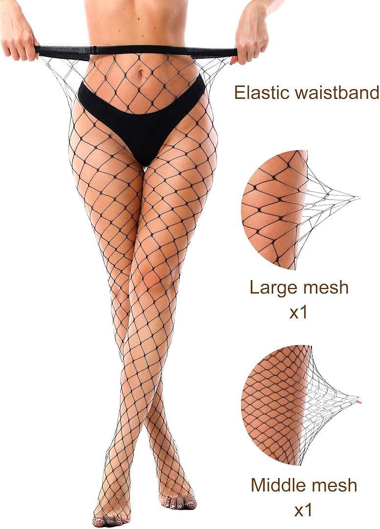 VEBZIN 2 Style Mesh Fishnet Stockings Tights High Waist Fishnets Tights for Women - Image 2