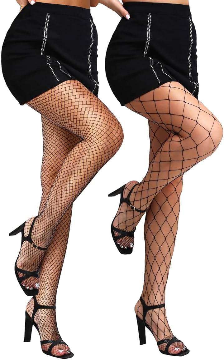VEBZIN 2 Style Mesh Fishnet Stockings Tights High Waist Fishnets Tights for Women - Image 5