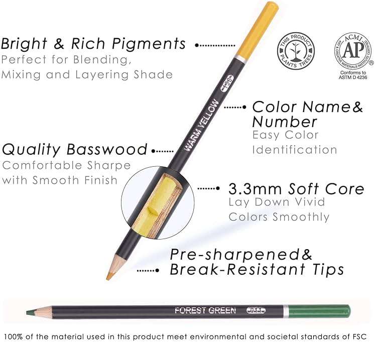 KALOUR Premium Colored Pencils,Set of 120 Colors,Artists Soft Core with Vibrant Color,Ideal for Drawing Sketching Shading,Coloring Pencils for Adults Beginners - Image 4