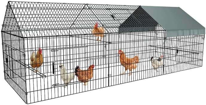PawGiant Chicken Coop, Chicken Run Pen for Yard with Cover Outdoor Metal Portable Chicken Tractor Cage Enclosure Crate Outside for Small Animals Duck Rabbit Hen 130"×40"×40" - Image 1