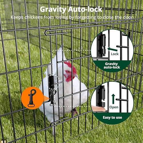 PawGiant Chicken Coop, Chicken Run Pen for Yard with Cover Outdoor Metal Portable Chicken Tractor Cage Enclosure Crate Outside for Small Animals Duck Rabbit Hen 130"×40"×40" - Image 2