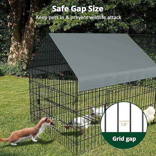 PawGiant Chicken Coop, Chicken Run Pen for Yard with Cover Outdoor Metal Portable Chicken Tractor Cage Enclosure Crate Outside for Small Animals Duck Rabbit Hen 130"×40"×40" - Image 6