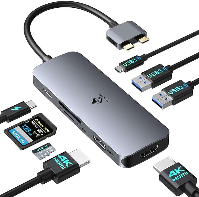 Docking Station for MacBook Pro Air, LIONWEI USB C Docking Station Dual Monitor, Dual HDMI Adapter Hub for Mac MacBook Pro with 2 HDMI, 3 USB 3.0, SD TF Card Reader and 100W PD USB C Charging Port - Image 1