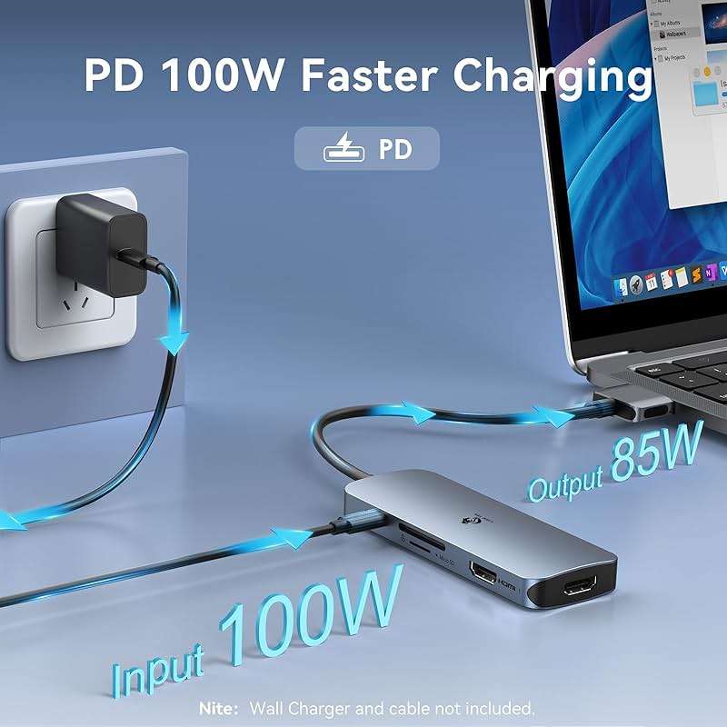 Docking Station for MacBook Pro Air, LIONWEI USB C Docking Station Dual Monitor, Dual HDMI Adapter Hub for Mac MacBook Pro with 2 HDMI, 3 USB 3.0, SD TF Card Reader and 100W PD USB C Charging Port - Image 6